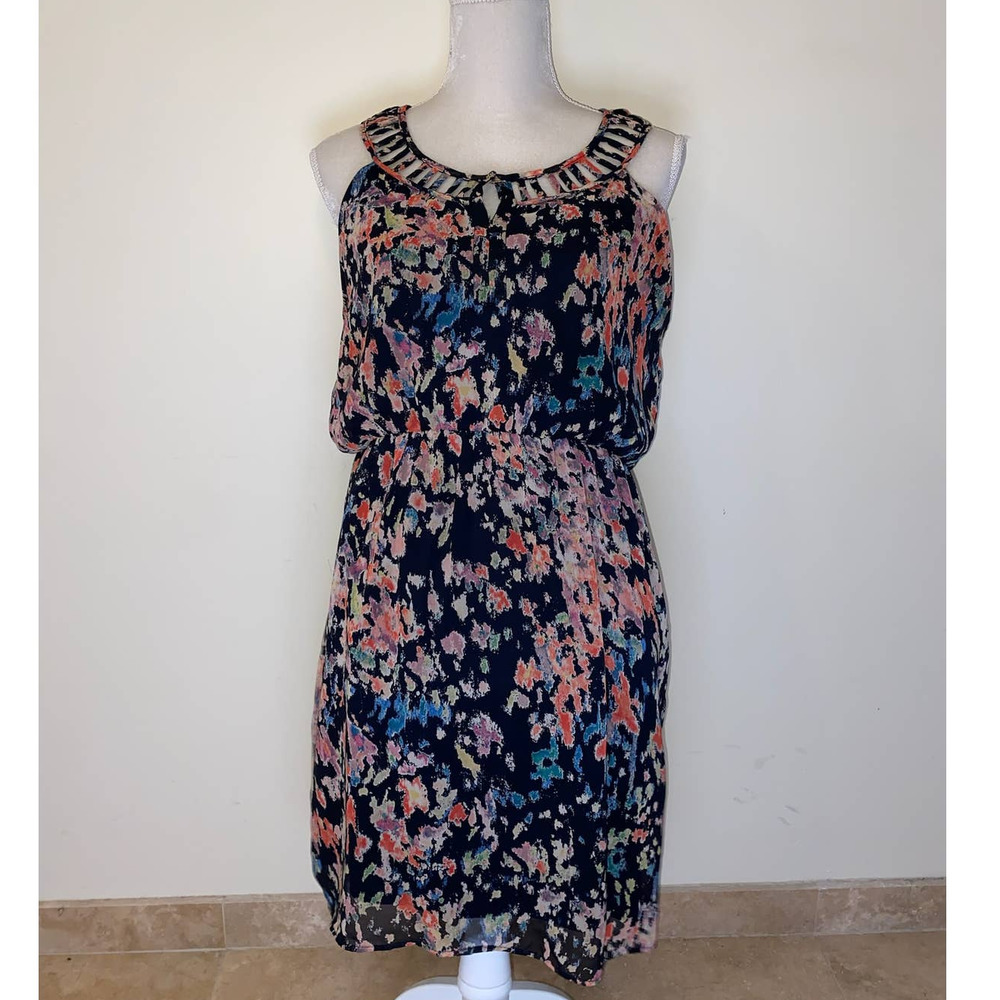 COLORFUL BLUE FLORAL MAUDE DRESS GENTLY USE - SIZE MEDIUM